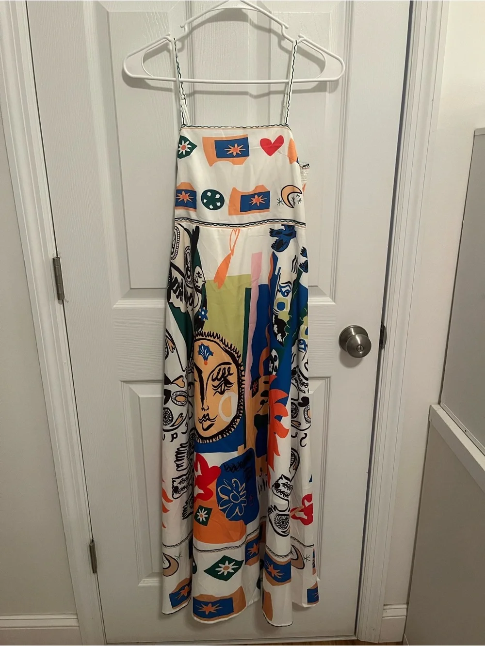 Sunday L Abstract Print Smocked Maxi Dress | Adjustable Straps Artist Print - Picture 3 of 7